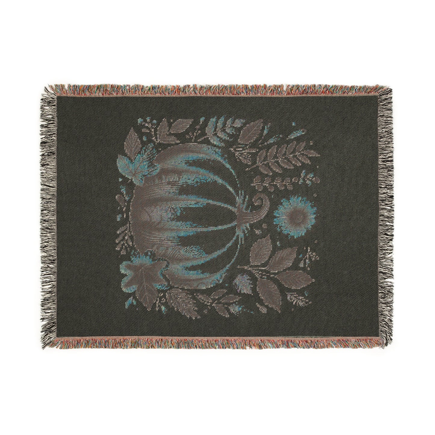 Cozy Woven Blanket Boho Fall Pink Pumpkin