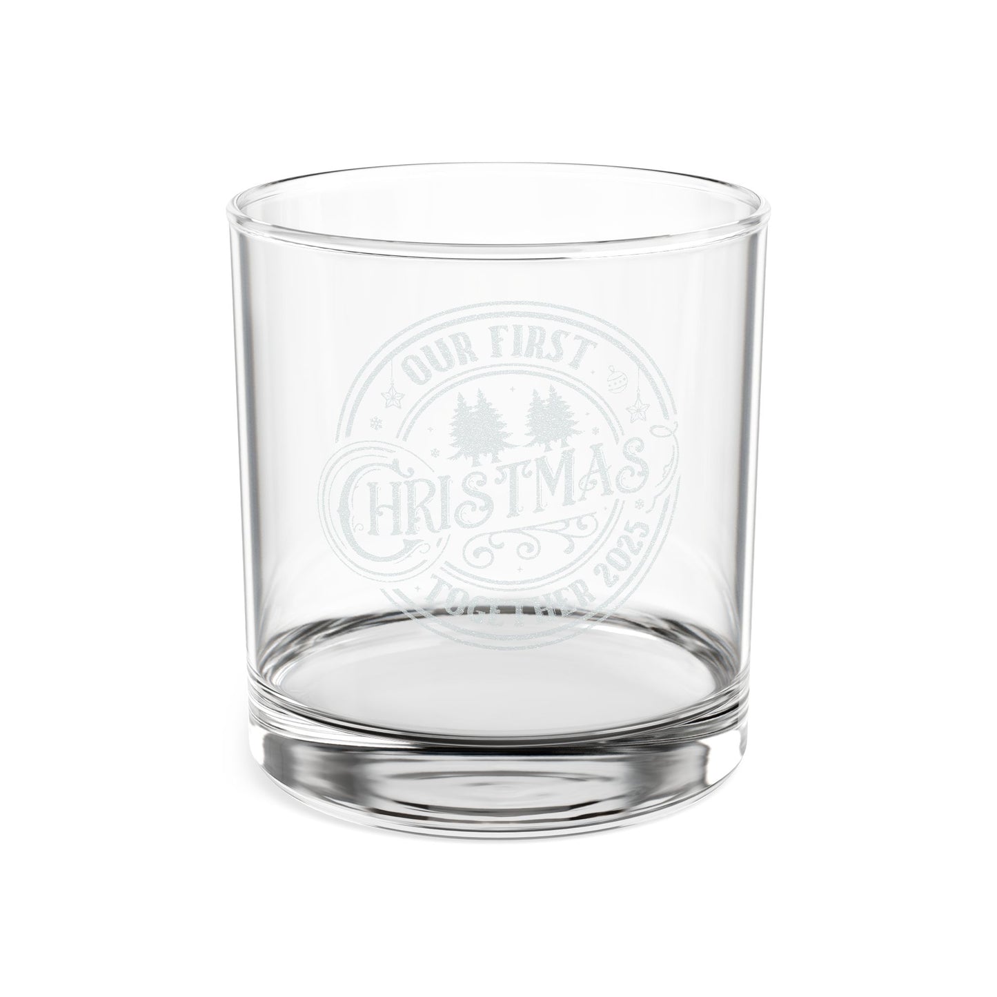 Engraved 'Our First Christmas' Whiskey Glass — 10.5 oz Rocks Glass