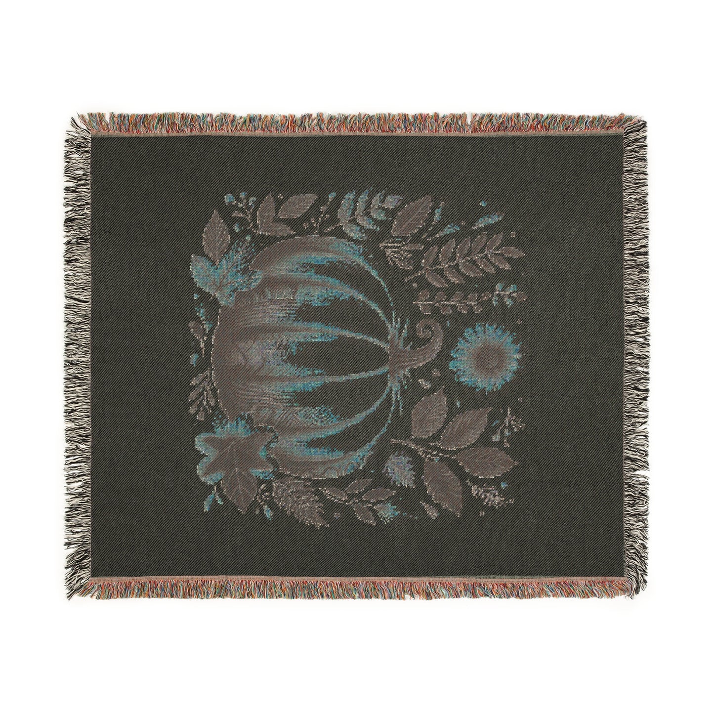 Cozy Woven Blanket Boho Fall Pink Pumpkin