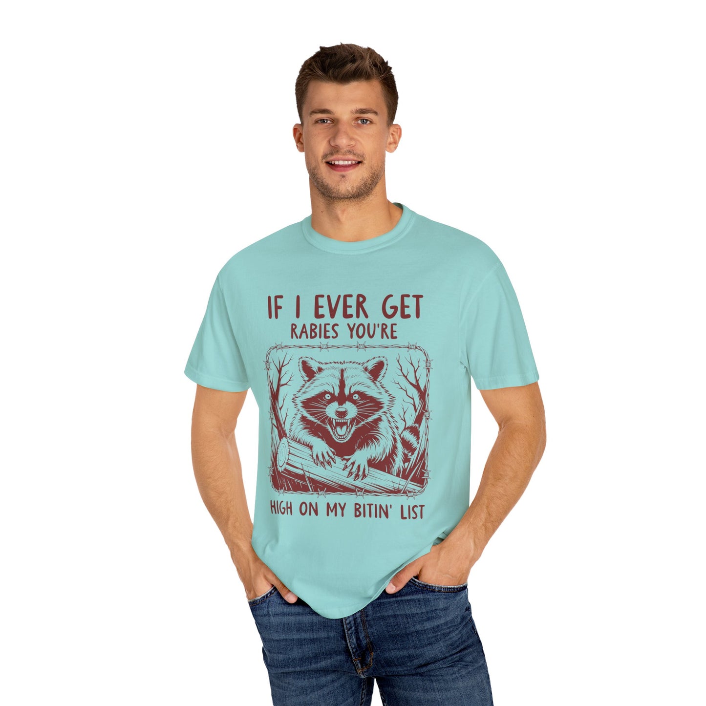 Funny Racoon Bitin' List Tee