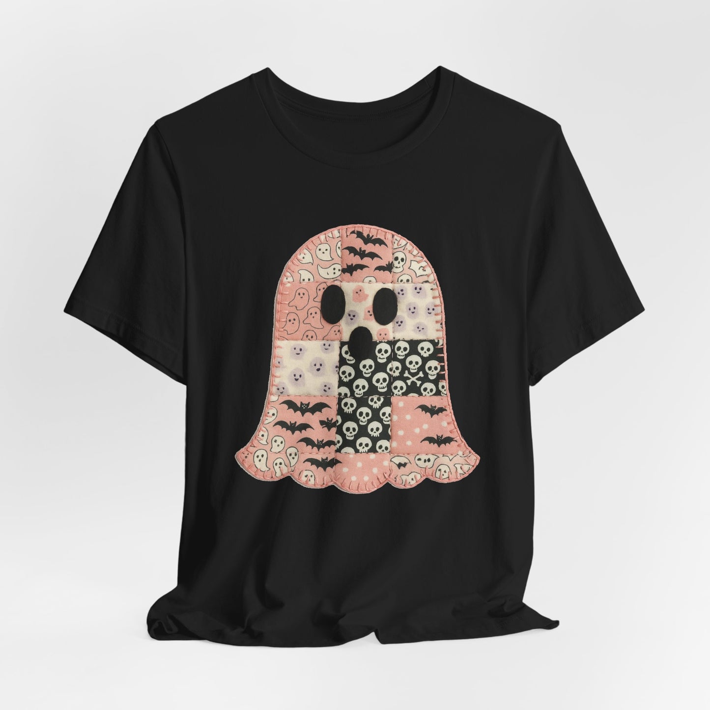 Cute Halloween Ghost Patchwork Tee