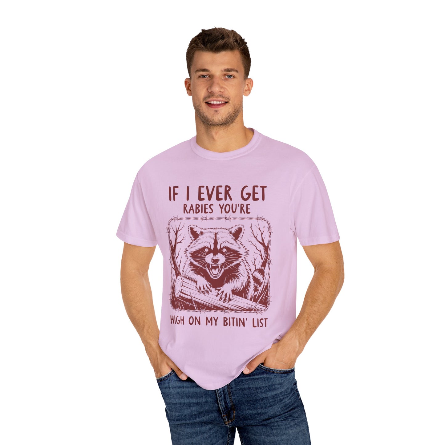 Funny Racoon Bitin' List Tee