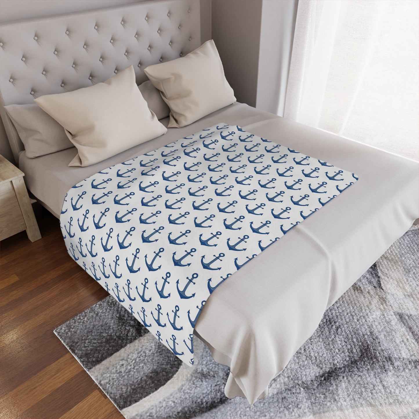 Nautical Anchor Minky Blanket