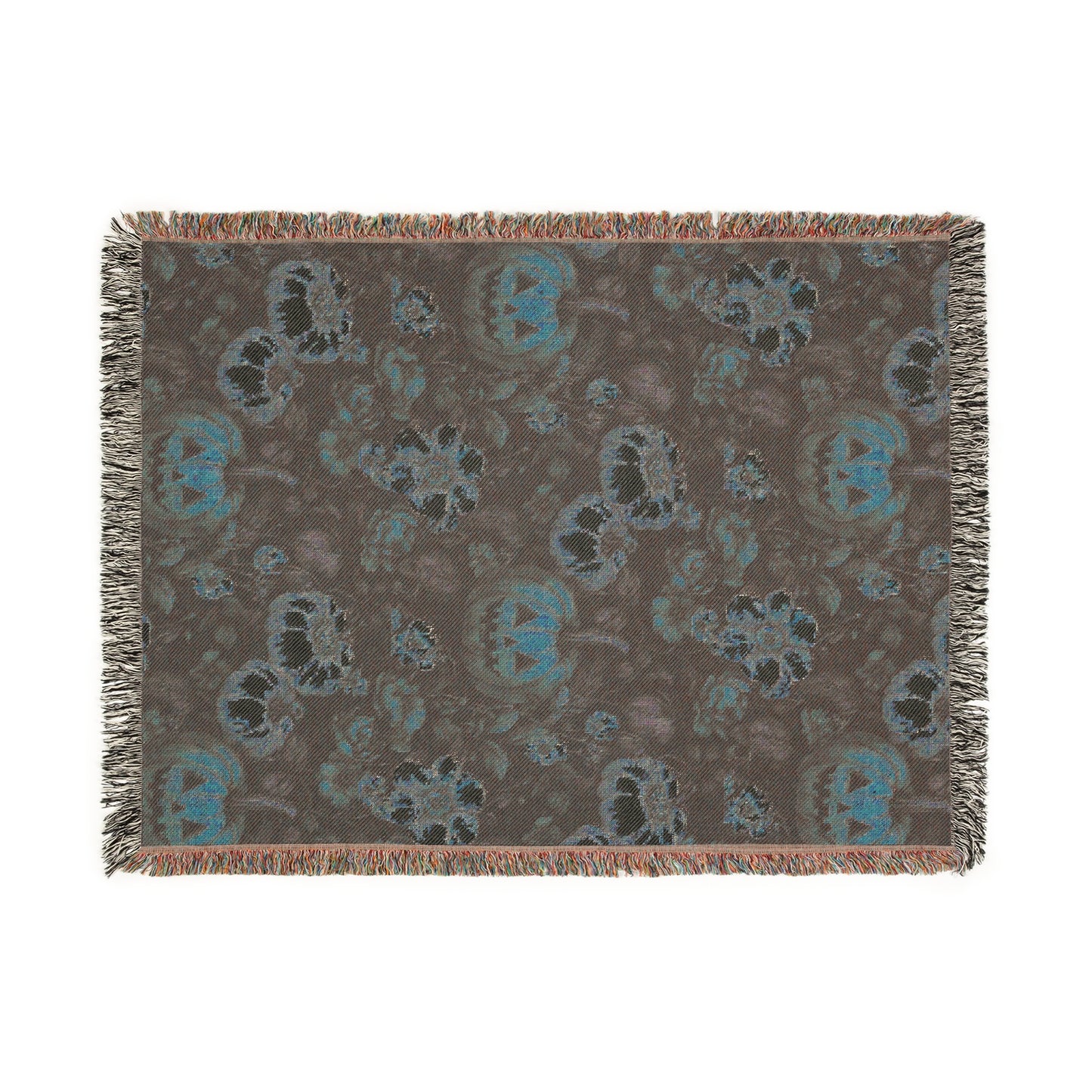 Cozy Woven Blanket Autumn Floral Pumpkins
