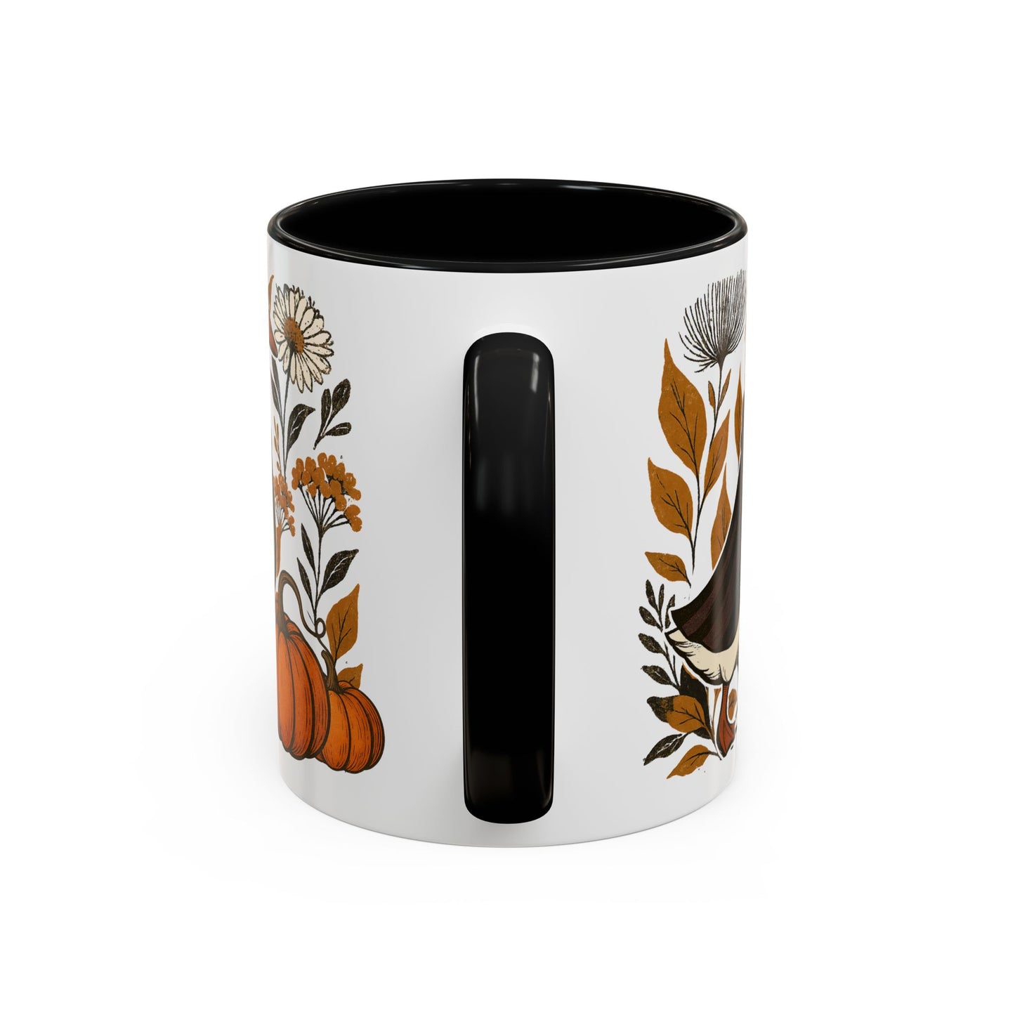 Autumn Goose Mug 11/15 oz – Fall Pumpkin Design – Black or Orange Interior