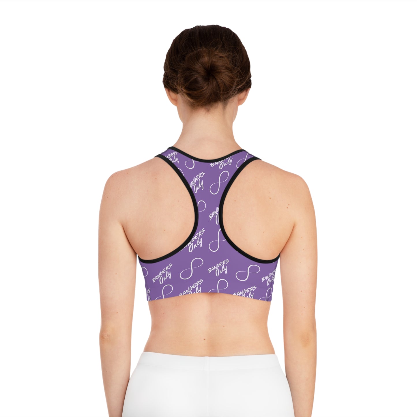 Purple "Bangers Only" Infinity Pattern Sports Bra