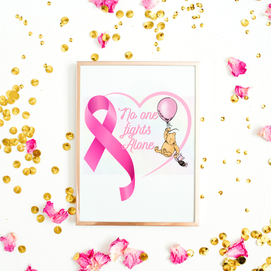 No One Fights Alone Classic Pooh Breast Cancer Awareness | Digital Download | PNG
