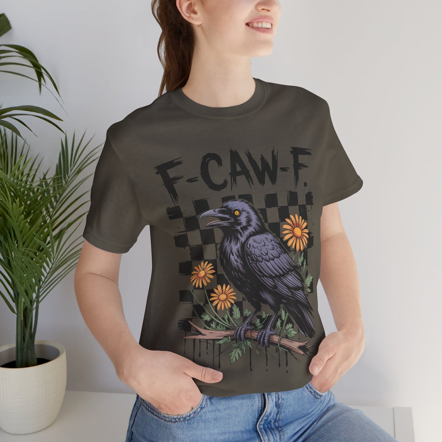 F-caw-f Raven Edgy Raven Graphic Tee