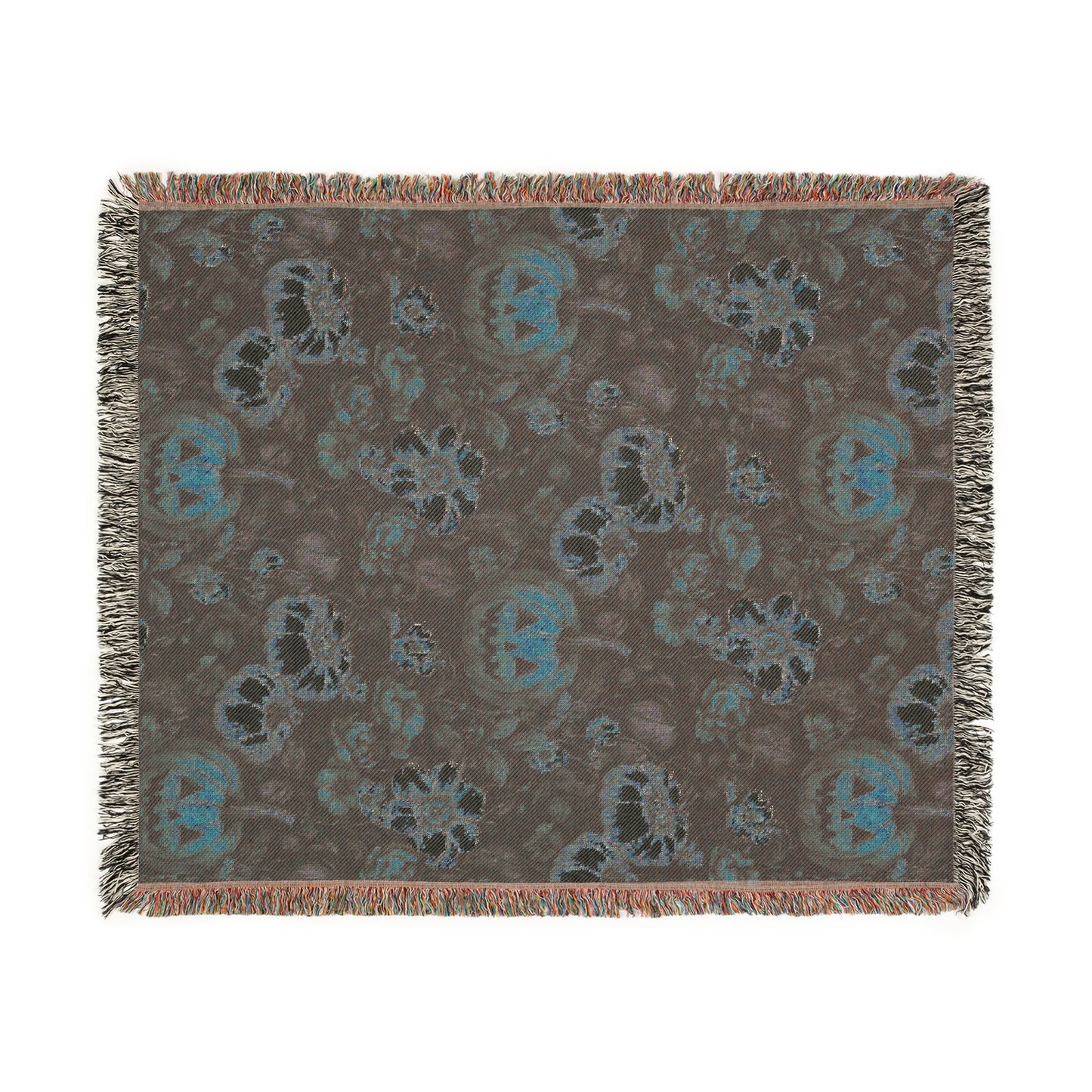 Cozy Woven Blanket Autumn Floral Pumpkins