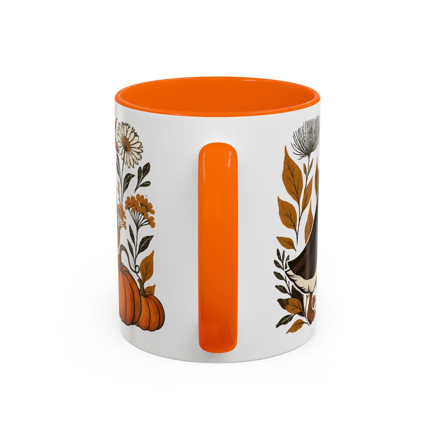 Autumn Goose Mug 11/15 oz – Fall Pumpkin Design – Black or Orange Interior