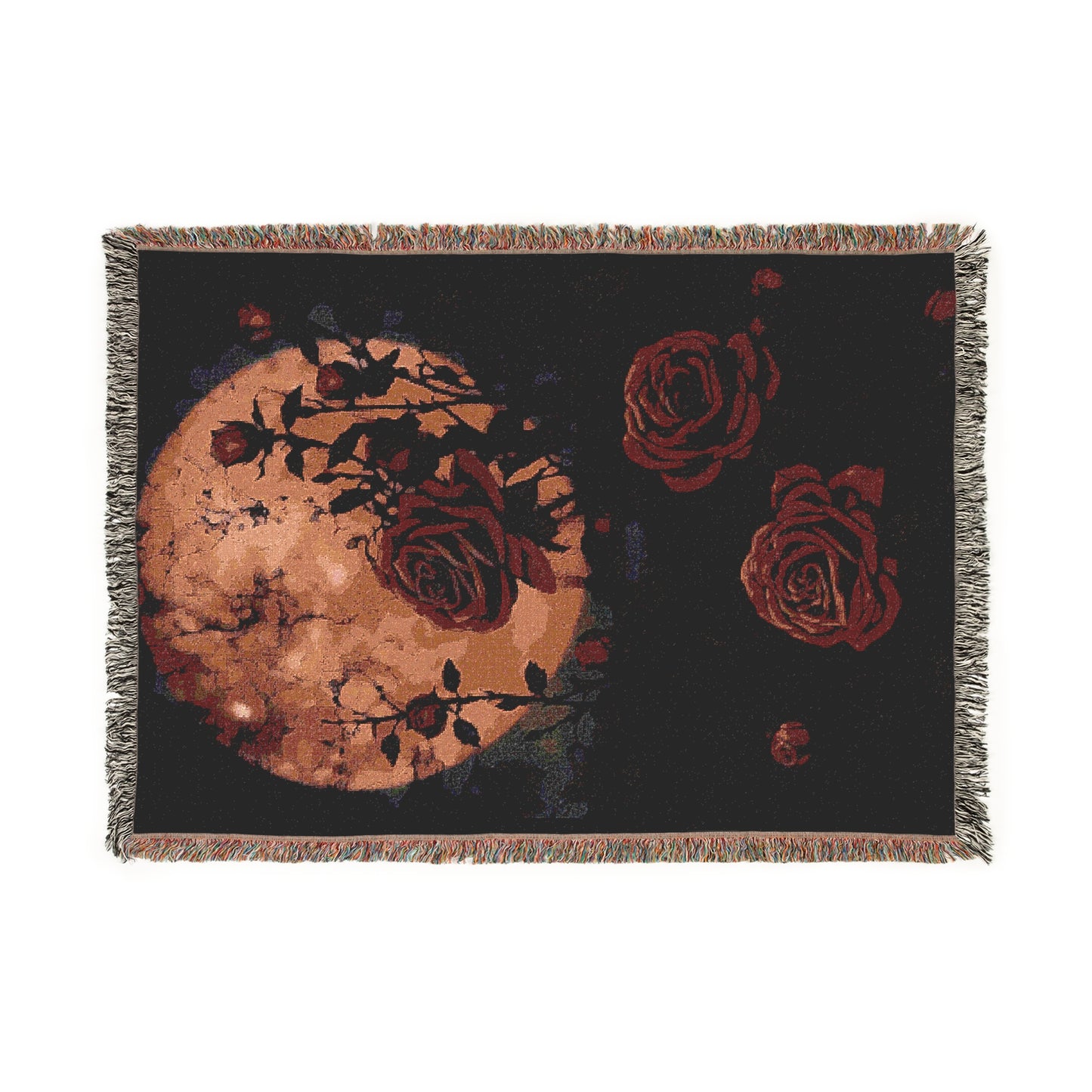 Cozy Woven Blanket Gothic Roses by Moonlight
