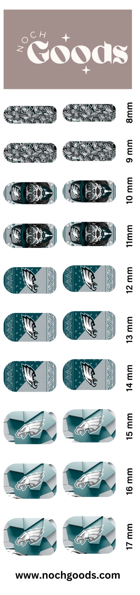 Eagles Variety Printable Waterslide Nail Decals