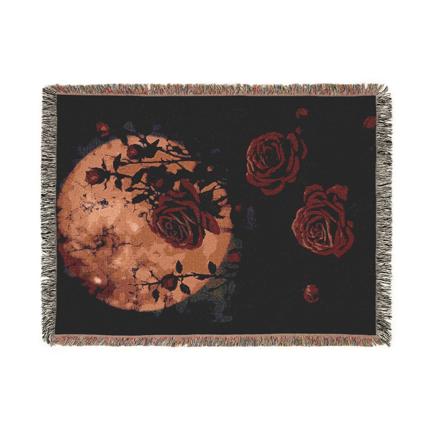 Cozy Woven Blanket Gothic Roses by Moonlight