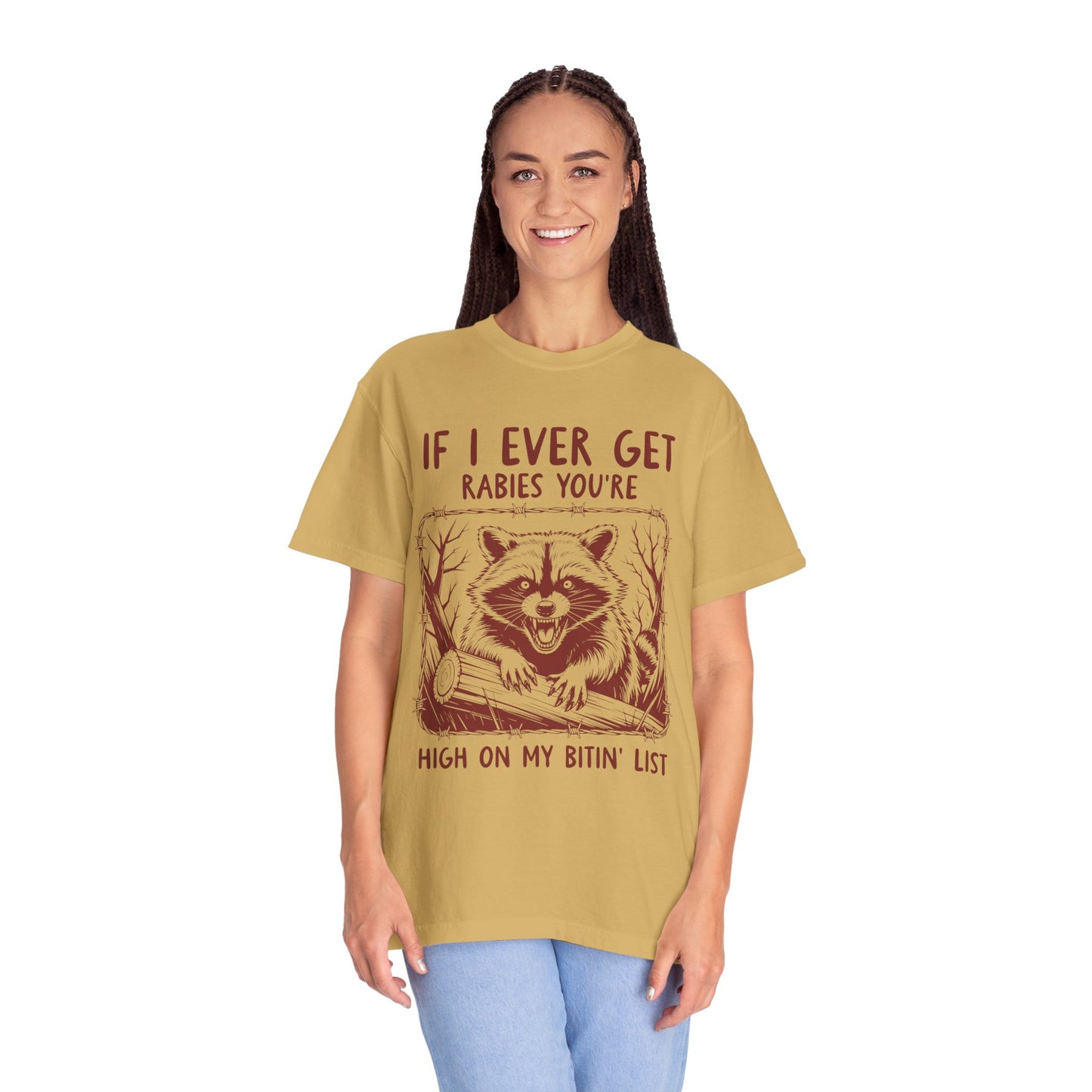 Funny Racoon Bitin' List Tee