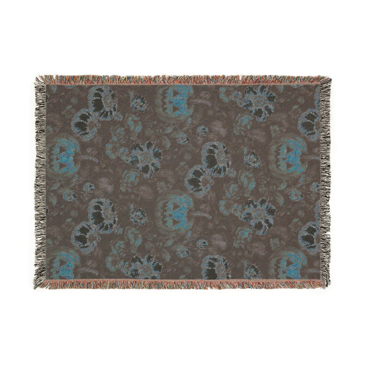 Cozy Woven Blanket Autumn Floral Pumpkins