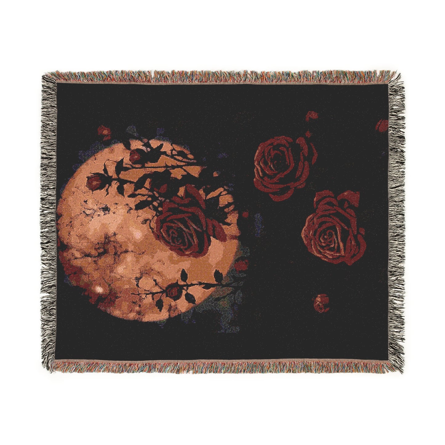 Cozy Woven Blanket Gothic Roses by Moonlight