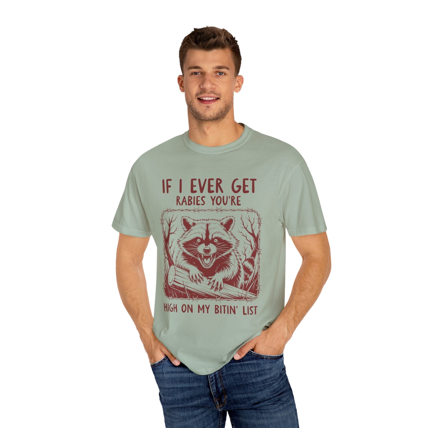 Funny Racoon Bitin' List Tee