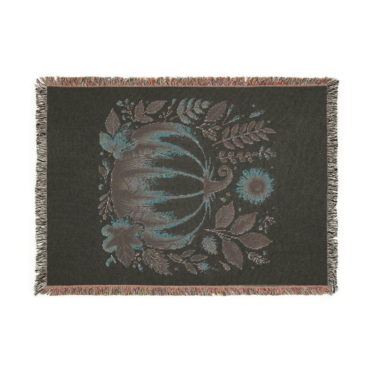Cozy Woven Blanket Boho Fall Pink Pumpkin