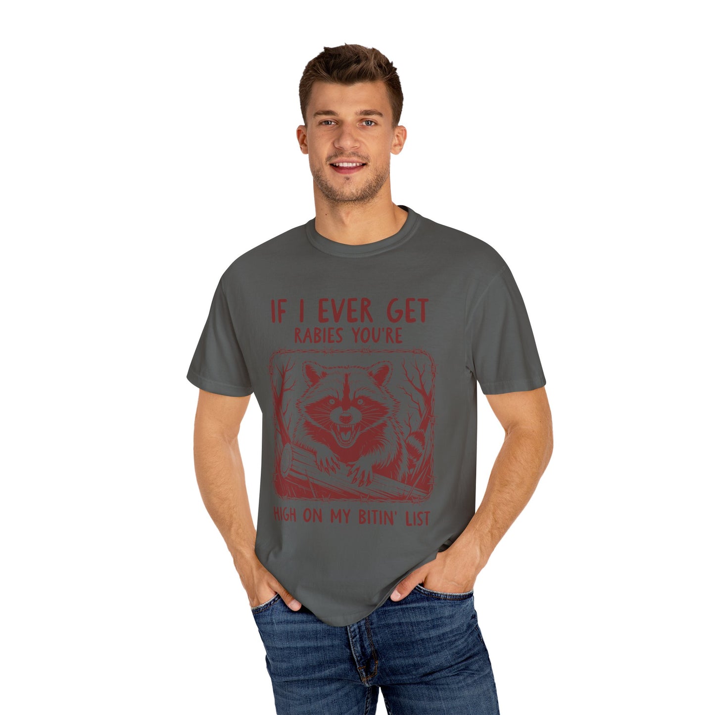 Funny Racoon Bitin' List Tee