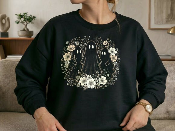 Simple Ghost and Floral | Ready To Press | DTF