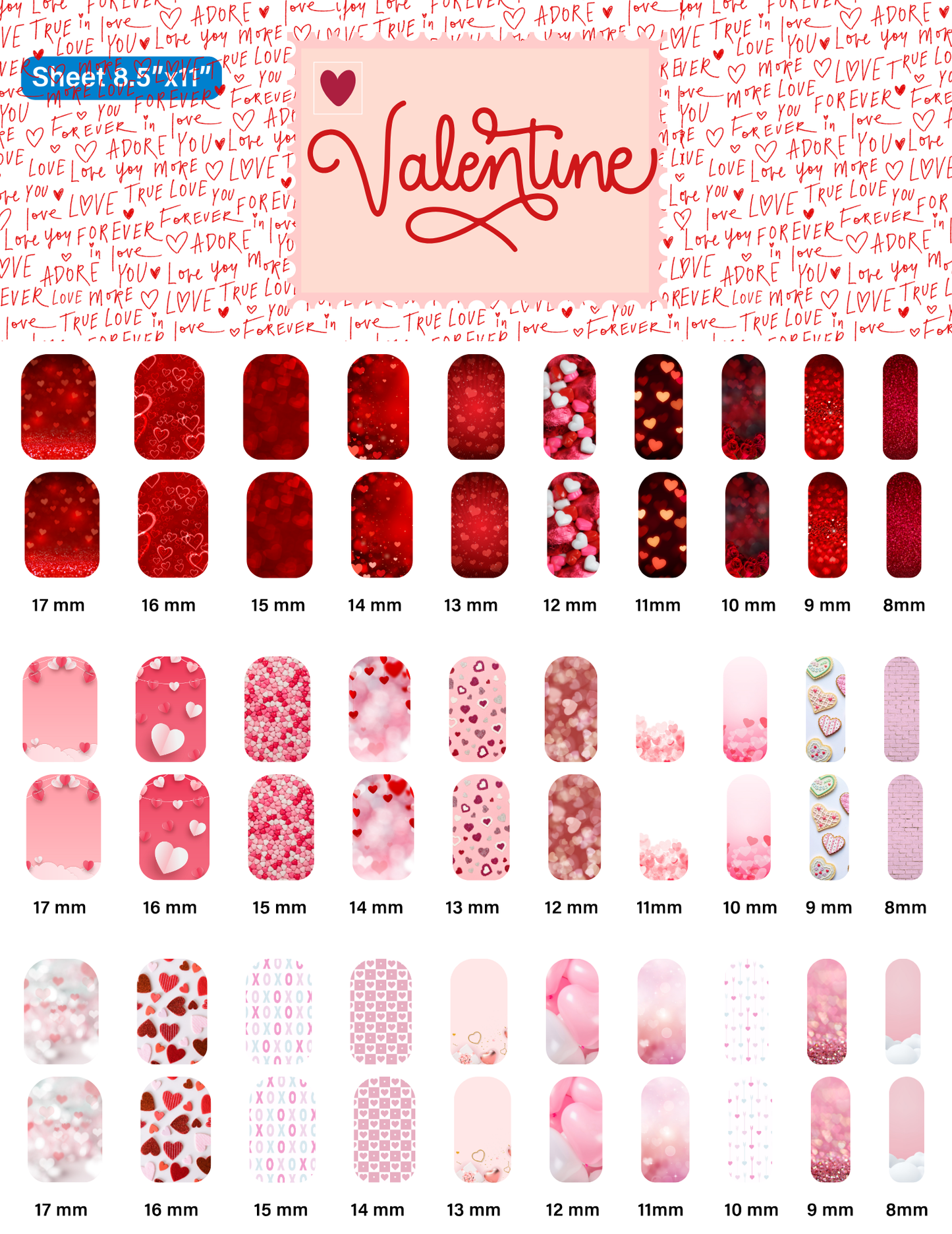 Valentine's Day Trio Printable Waterslide Nail Decals