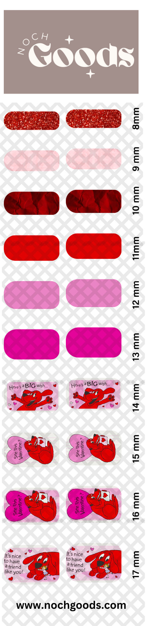 Big Red Valentine Nail Art Template | DIY Nail Art | Waterslide Decal Template