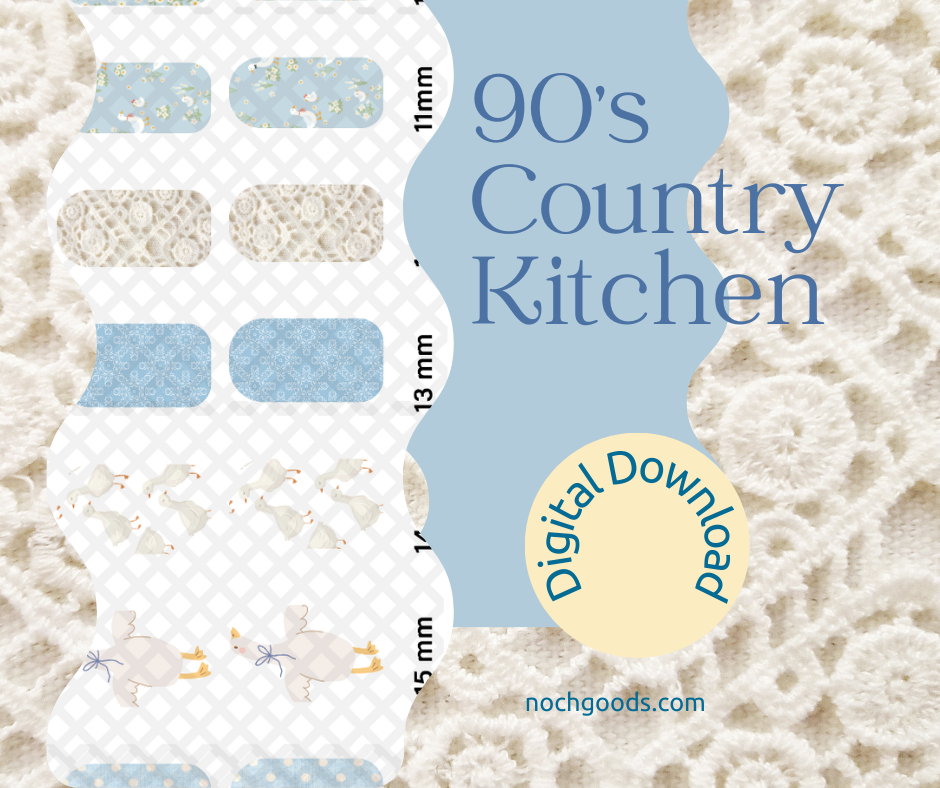 90's County Kitchen Nail Art Template | DIY Nail Art | Waterslide Decal Template