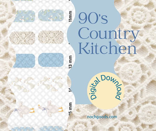 90's County Kitchen Nail Art Template | DIY Nail Art | Waterslide Decal Template