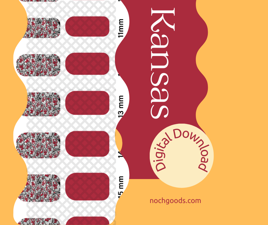 Kansas Inspired Nail Art Template | DIY Nail Art | Waterslide Decal Template