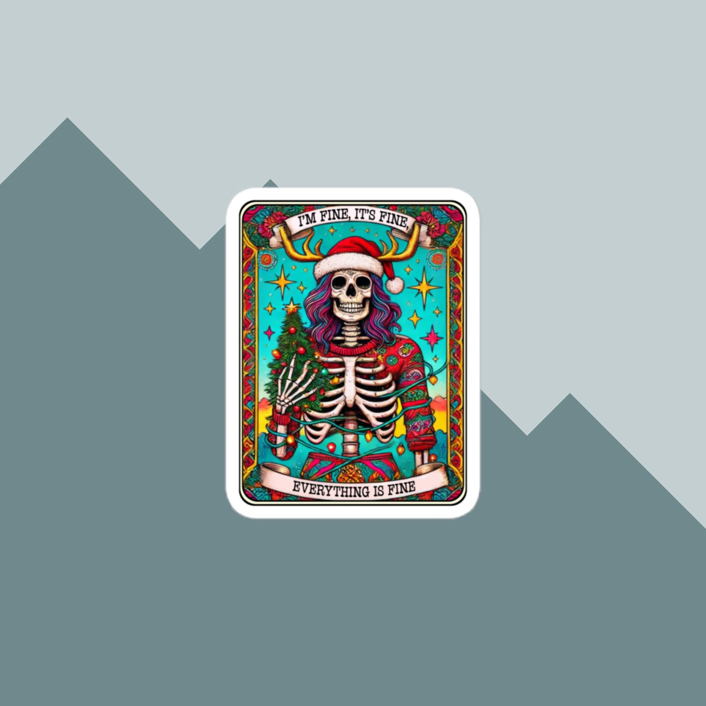 Everything is Fine Christmas Tarot stickers