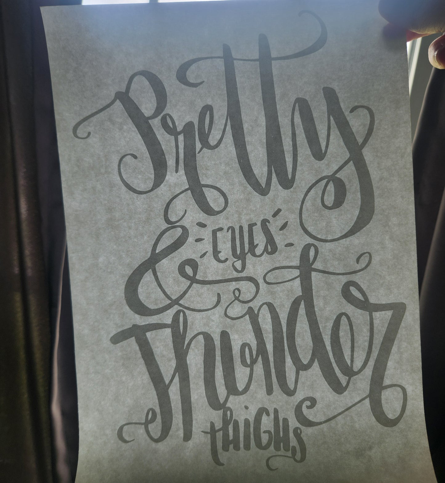Pretty Eyes Thunder Thighs | Single Color (White) | Screenprint Transfer