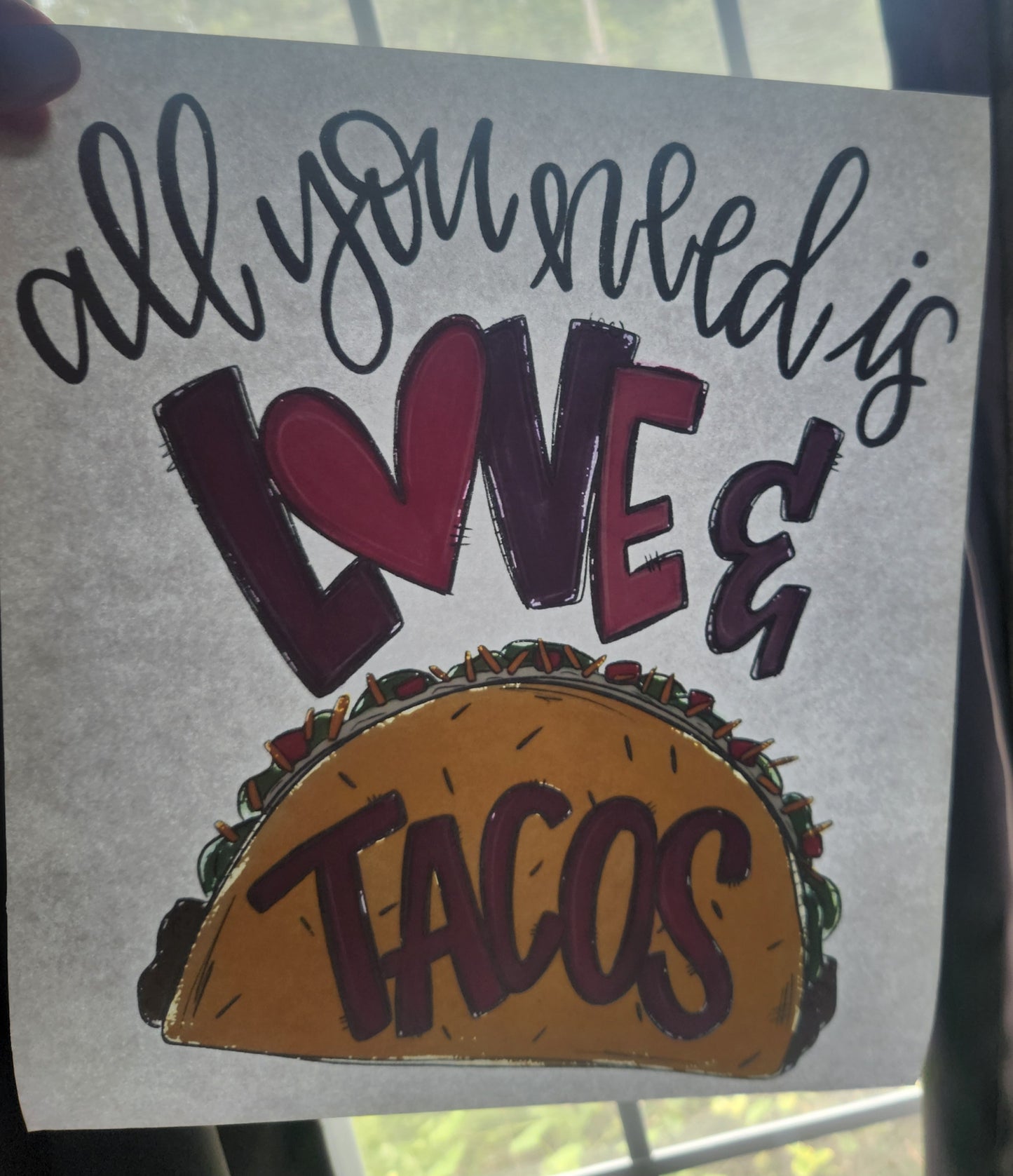 Love and Tacos | Multicolor | Screenprint Transfer