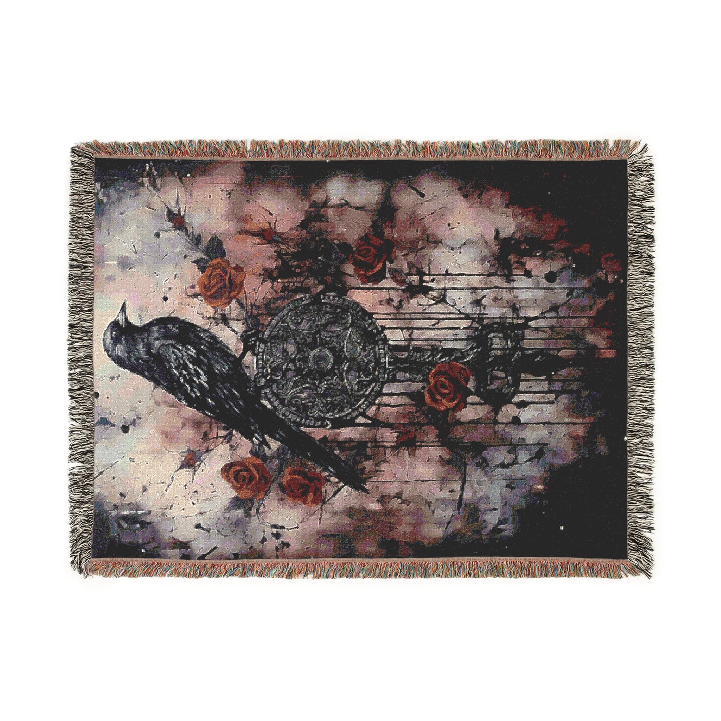 Cozy Woven Blanket Gothic Crow