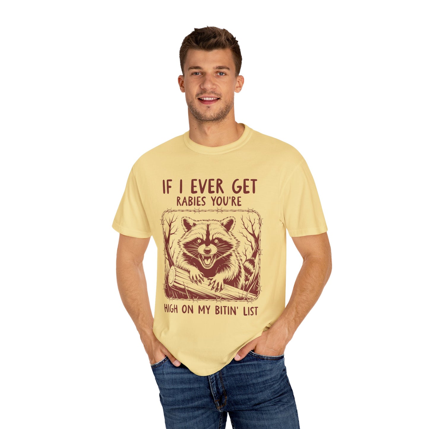 Funny Racoon Bitin' List Tee
