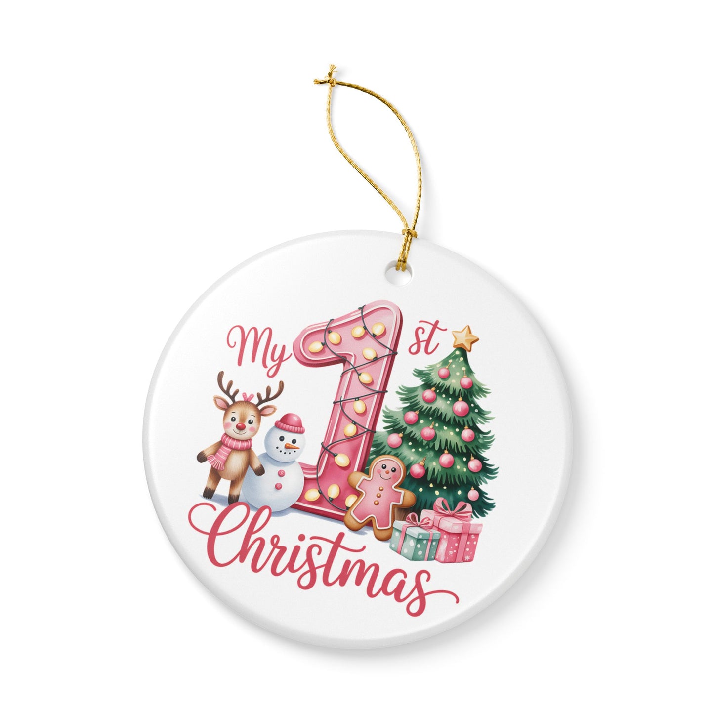Pink 1st Christmas Ornament