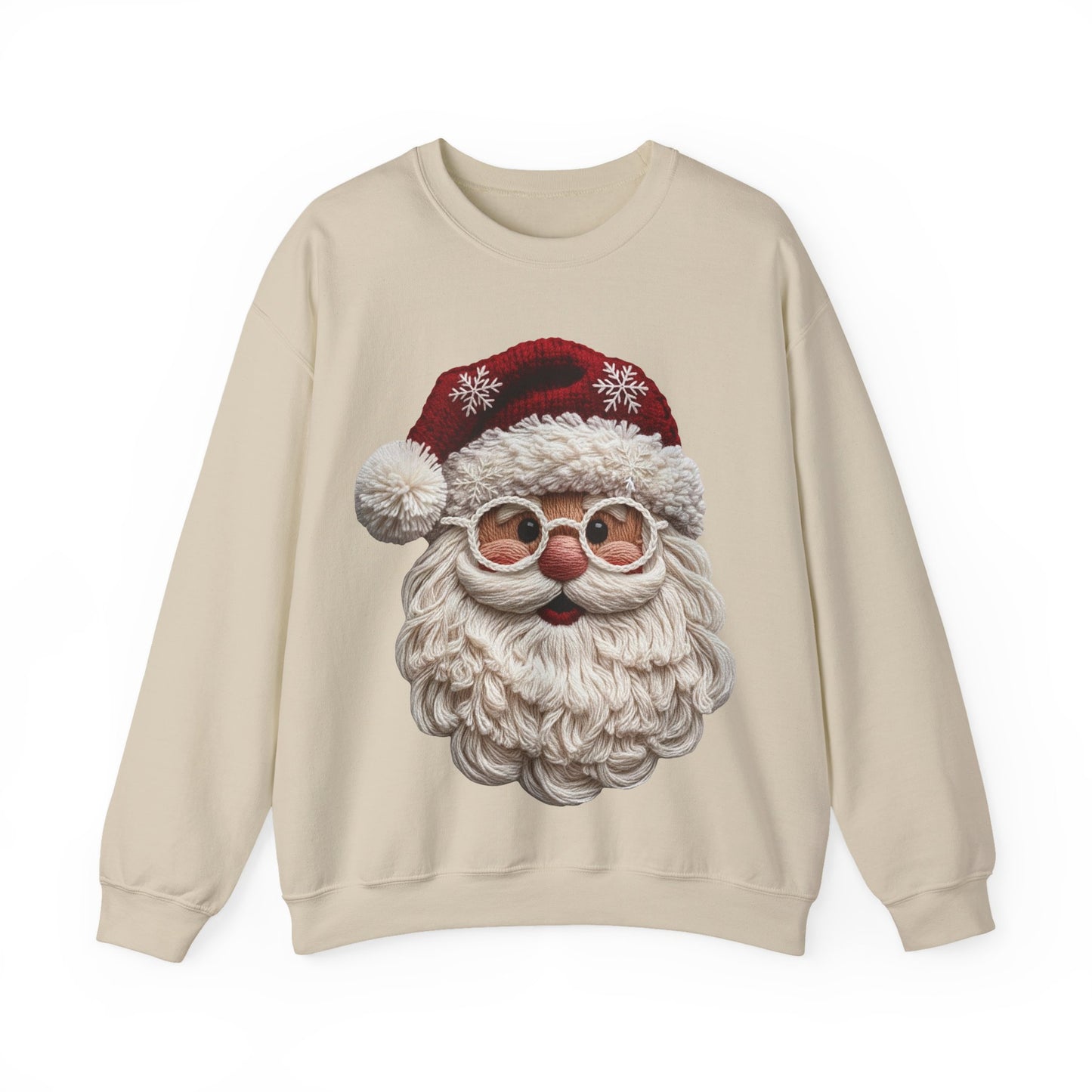 Faux Yarn Festive Santa Crewneck Sweatshirt