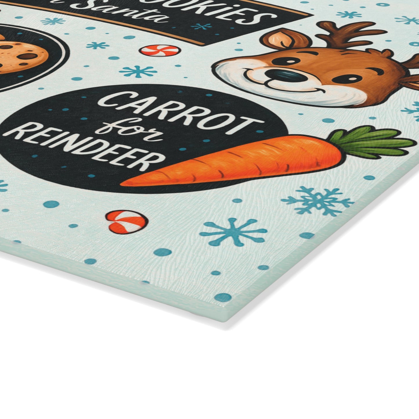 Festive Santa's Treats Glass Cutting Board - Holiday Kitchen Decor