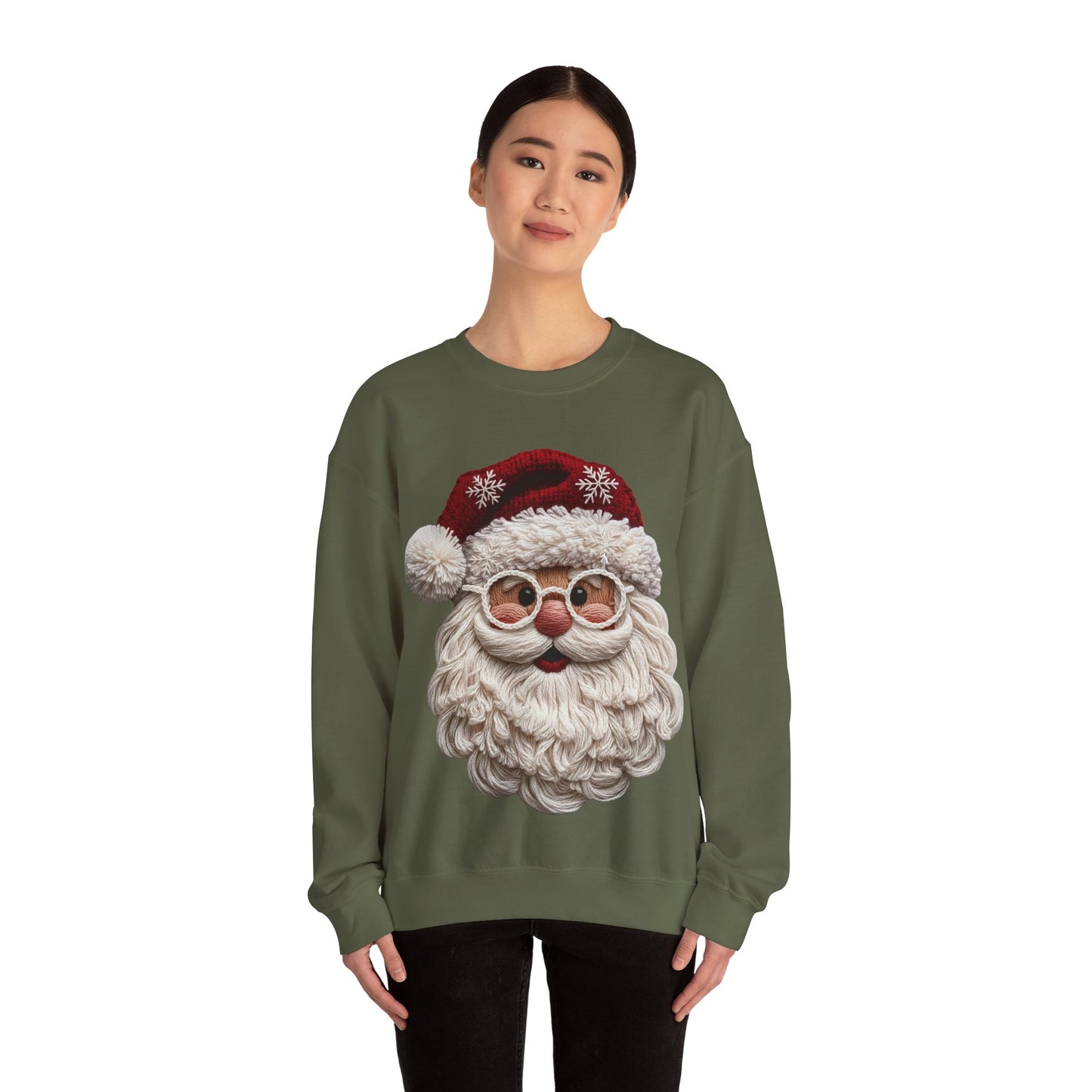Faux Yarn Festive Santa Crewneck Sweatshirt