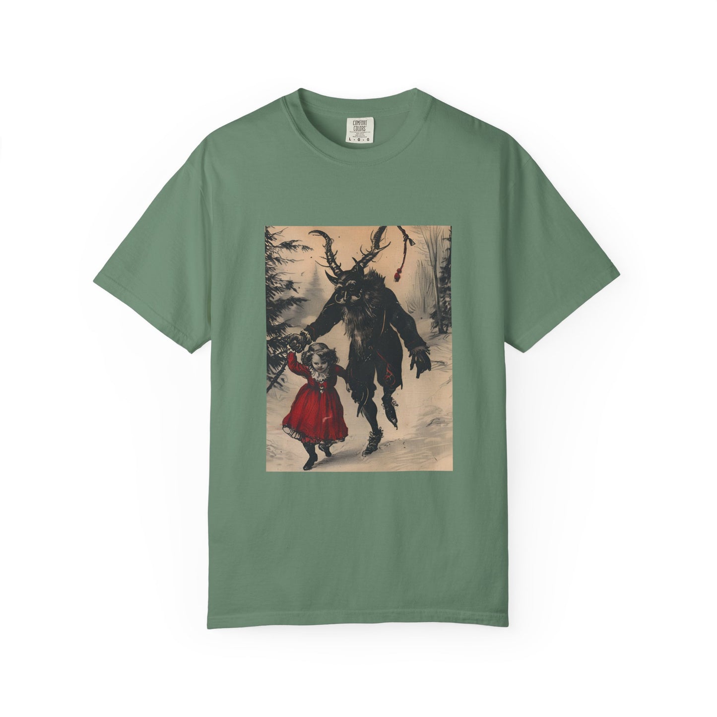 Stroll With Krampus Retro Holiday Horror Graphic Tee
