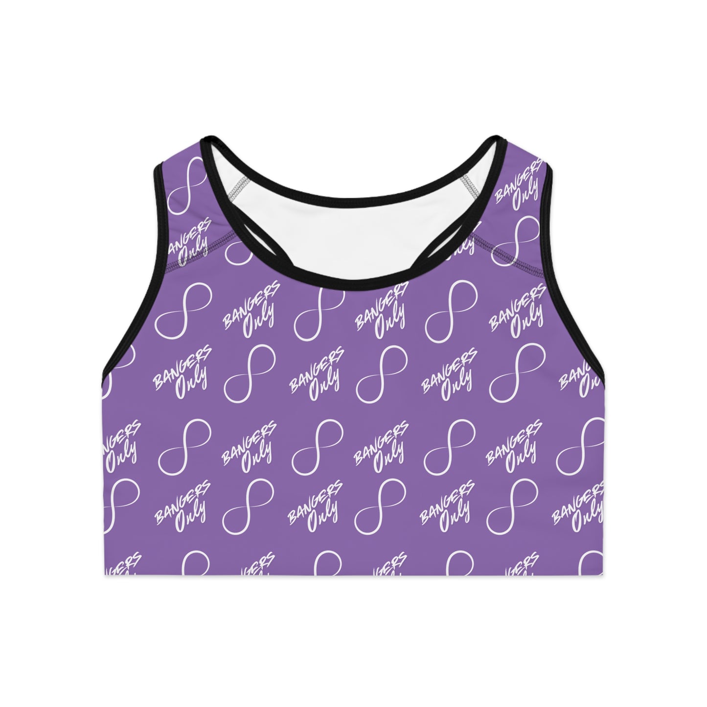 Purple "Bangers Only" Infinity Pattern Sports Bra
