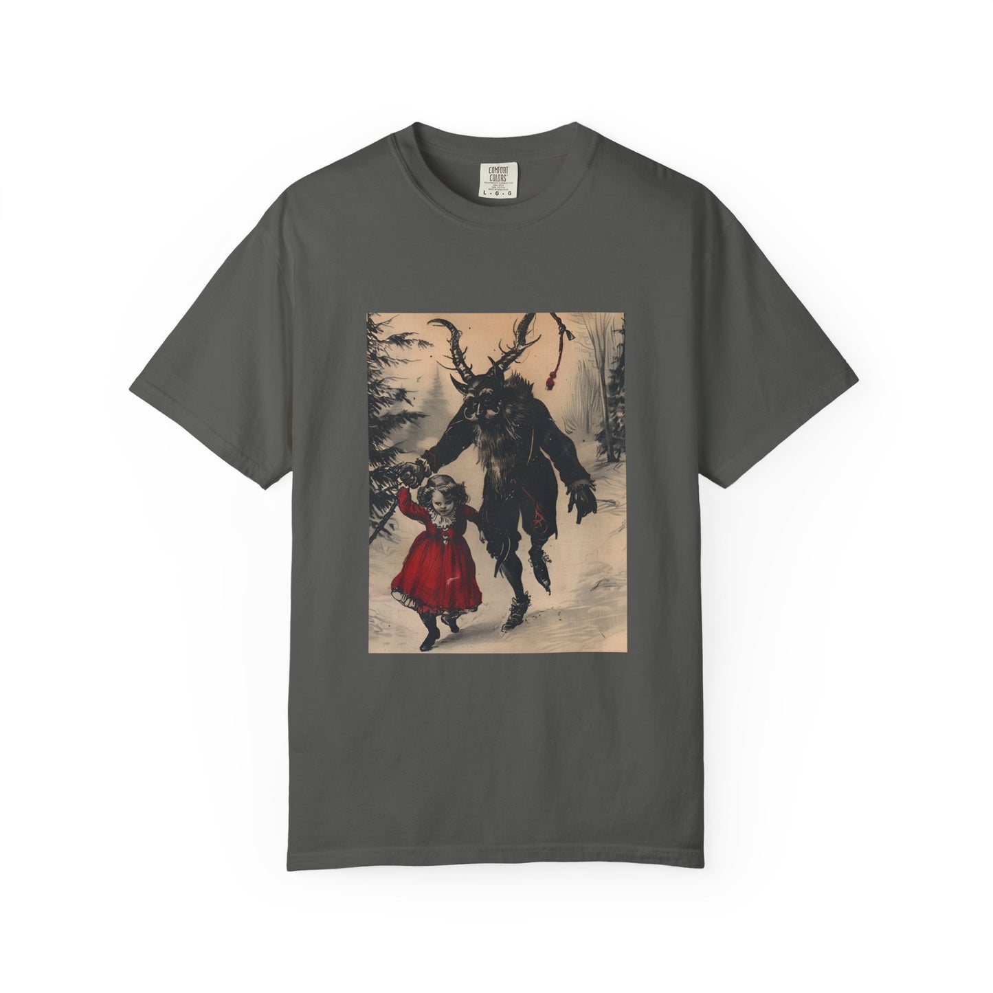 Stroll With Krampus Retro Holiday Horror Graphic Tee