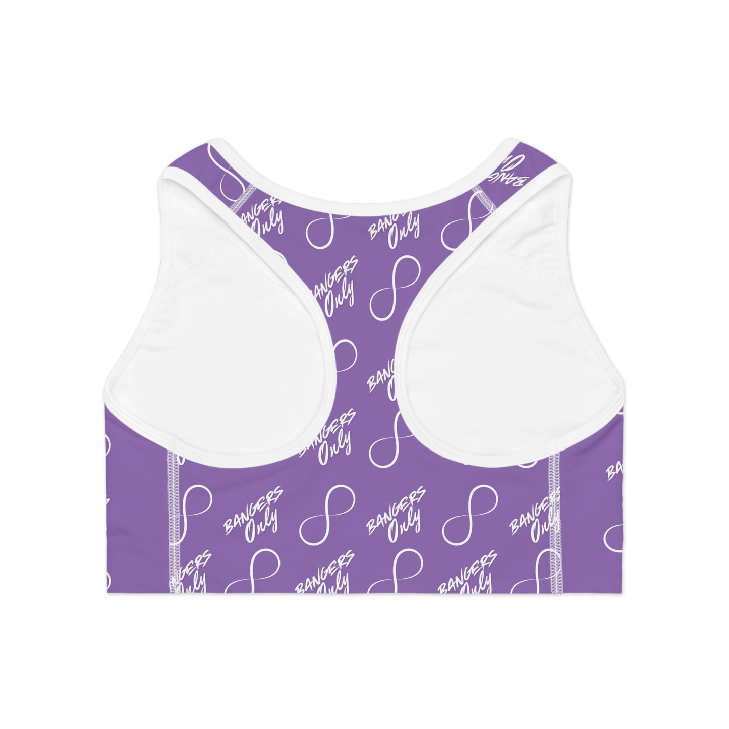 Purple "Bangers Only" Infinity Pattern Sports Bra