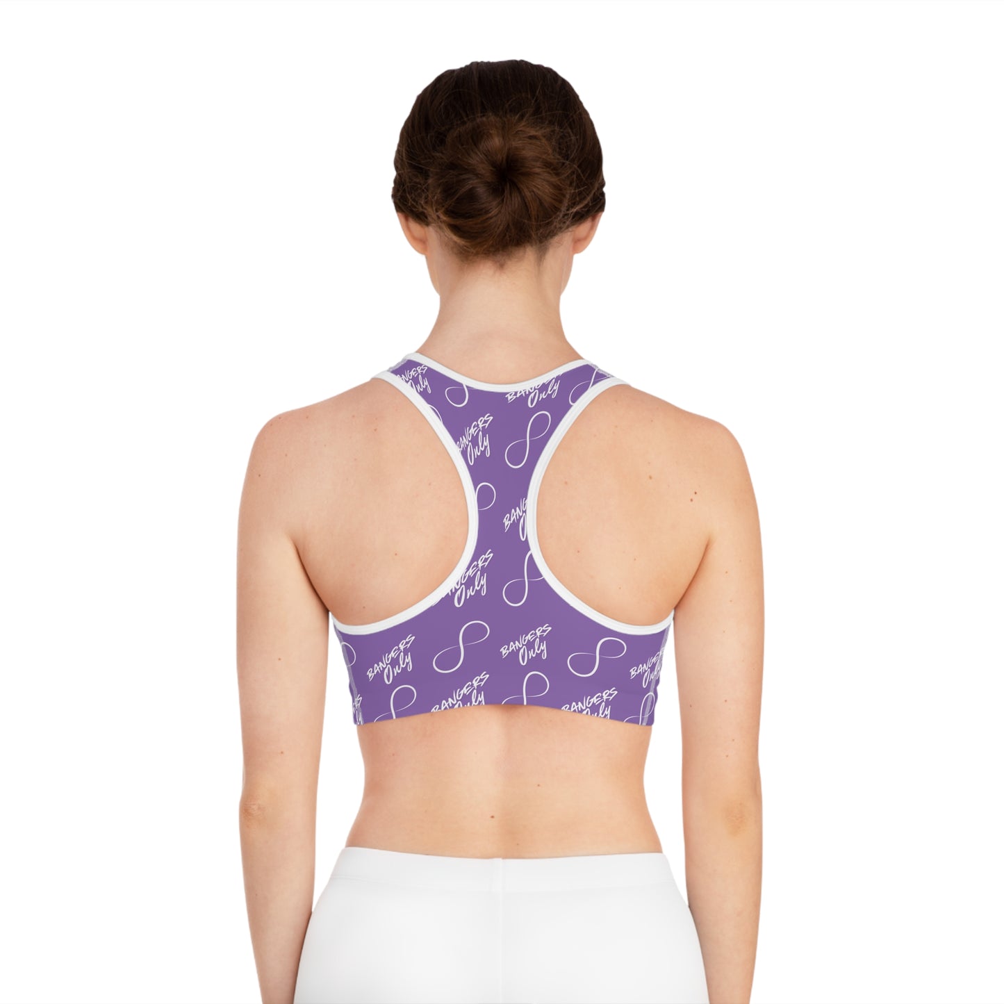 Purple "Bangers Only" Infinity Pattern Sports Bra