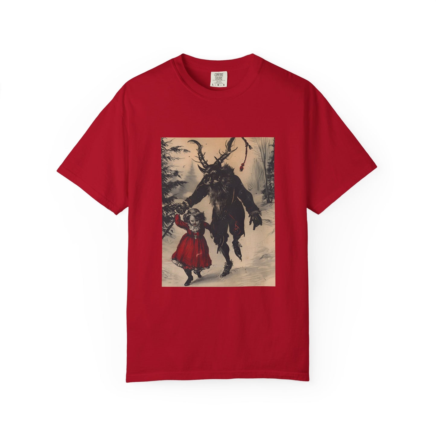 Stroll With Krampus Retro Holiday Horror Graphic Tee