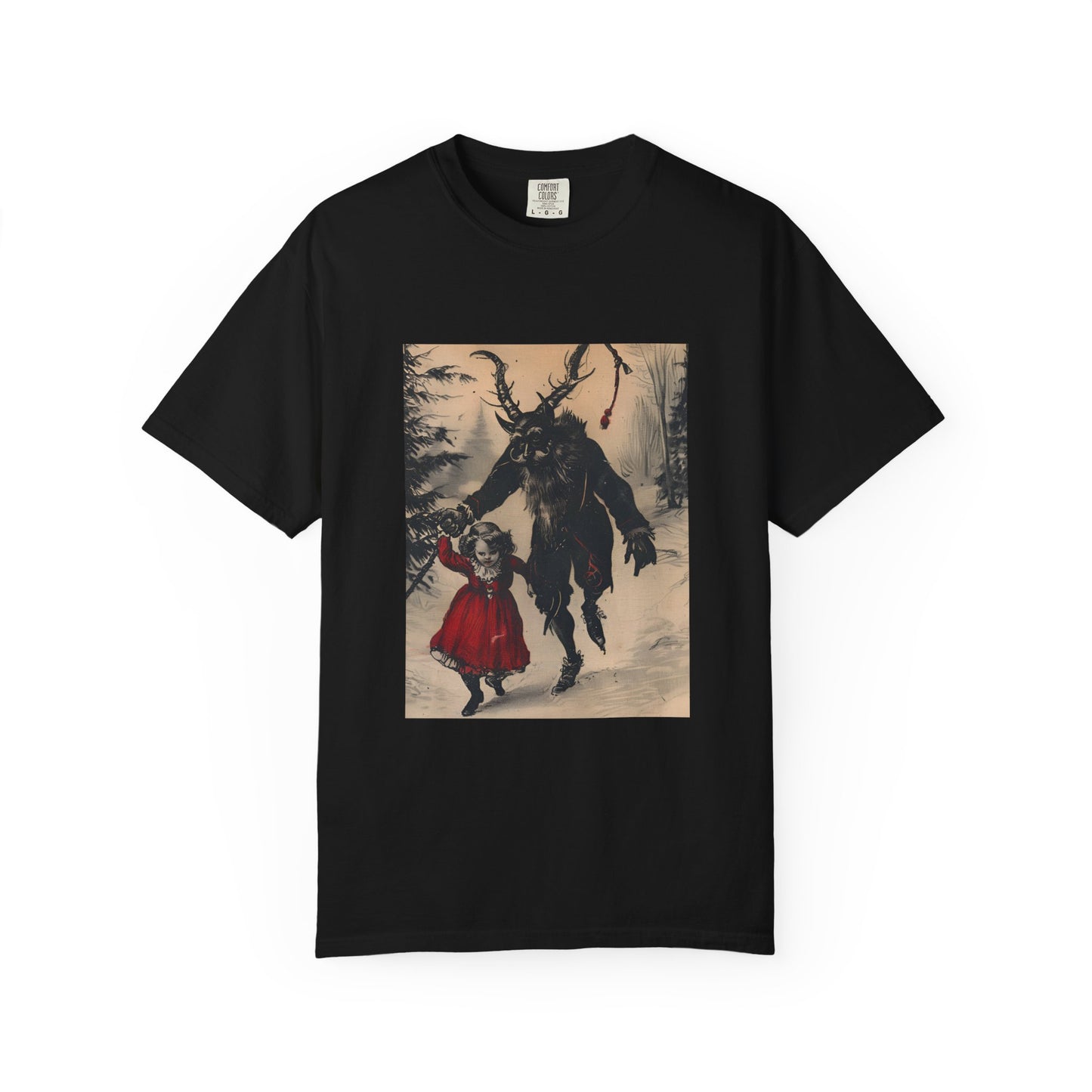 Stroll With Krampus Retro Holiday Horror Graphic Tee