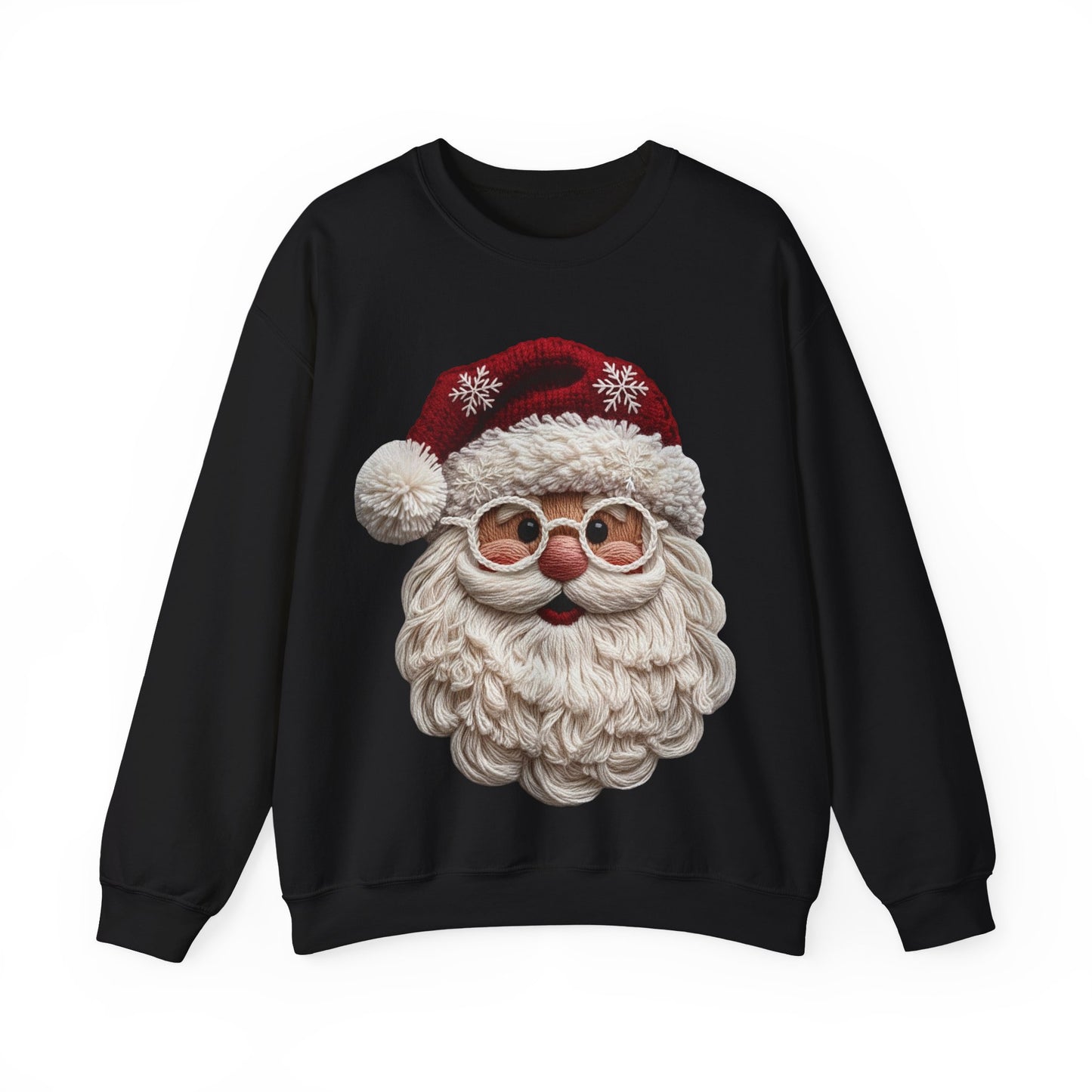 Faux Yarn Festive Santa Crewneck Sweatshirt