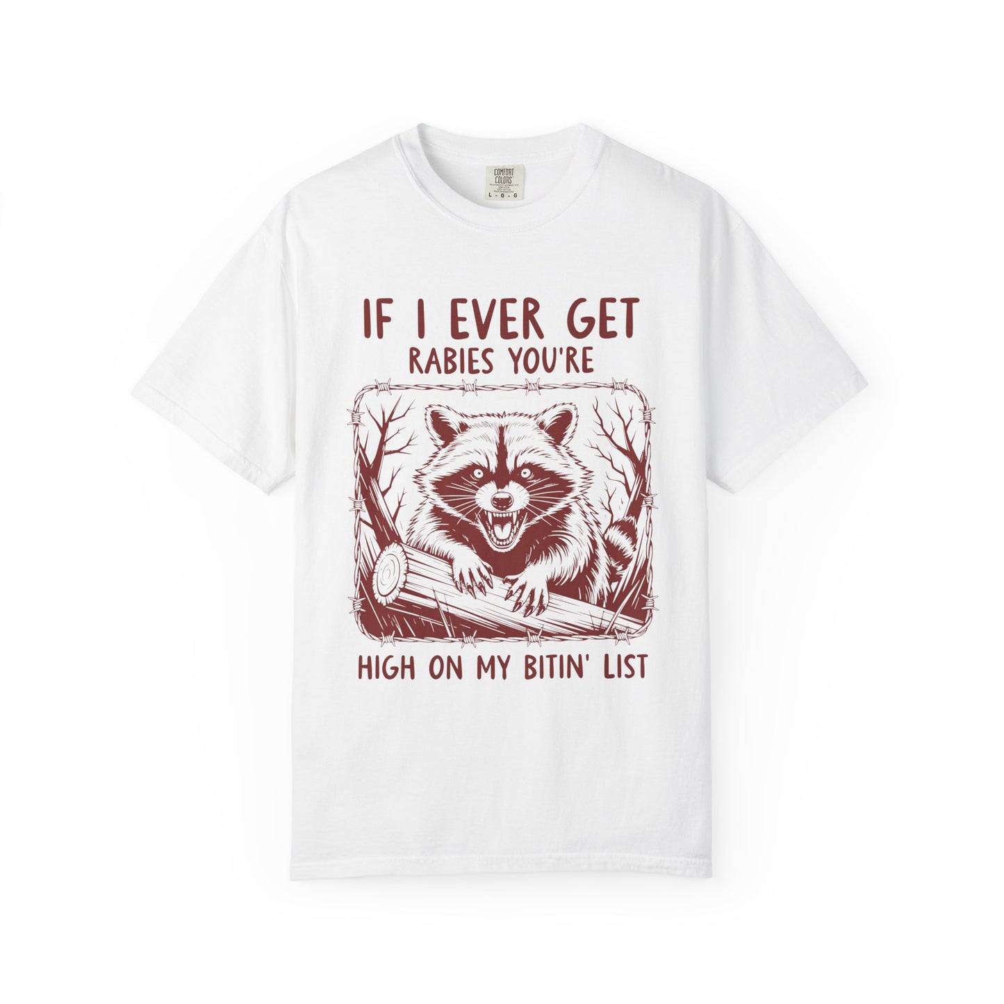 Funny Racoon Bitin' List Tee