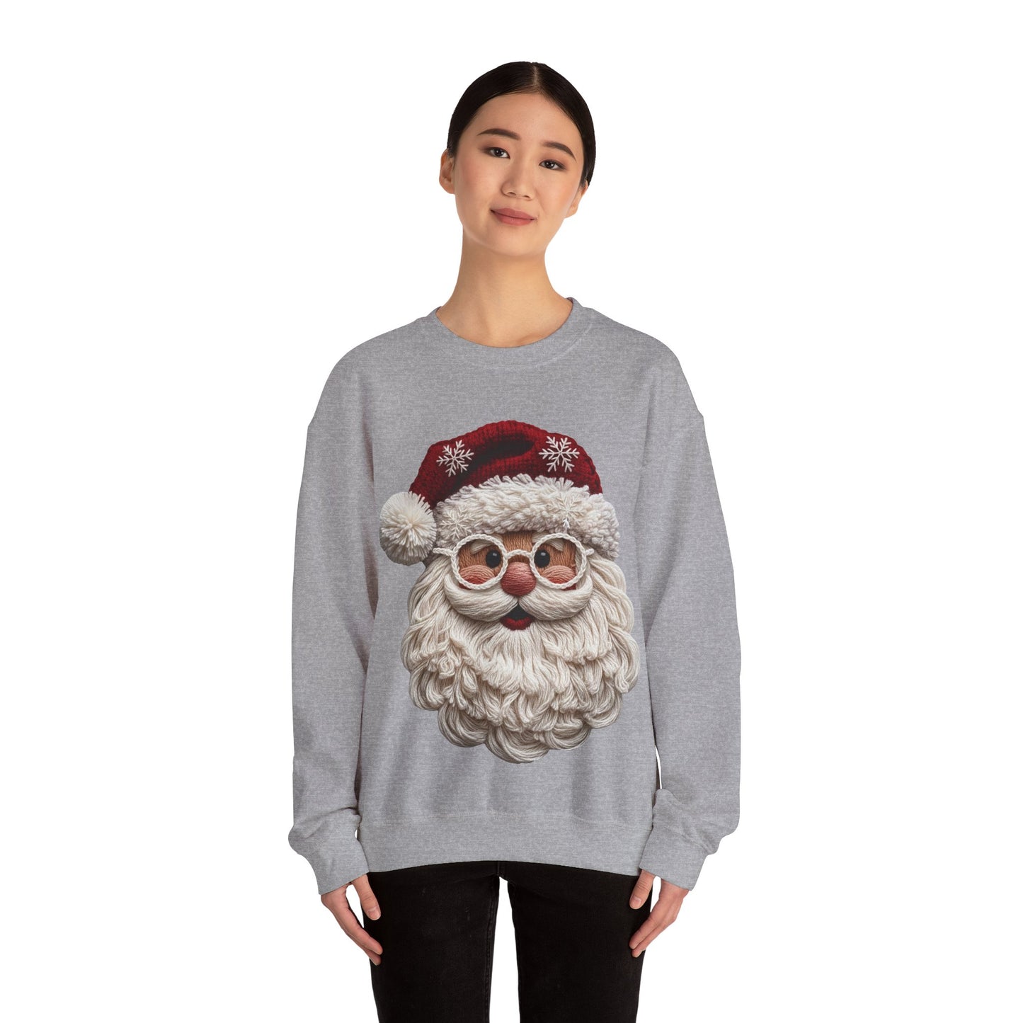 Faux Yarn Festive Santa Crewneck Sweatshirt
