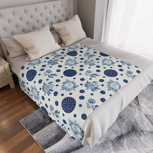 Floral Polka Dot Minky Blanket