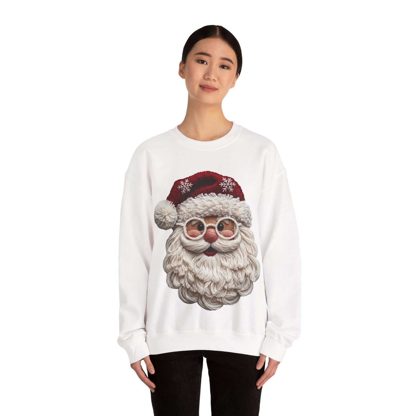 Faux Yarn Festive Santa Crewneck Sweatshirt